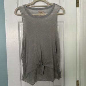 Super soft, tie at the front, gray tank
